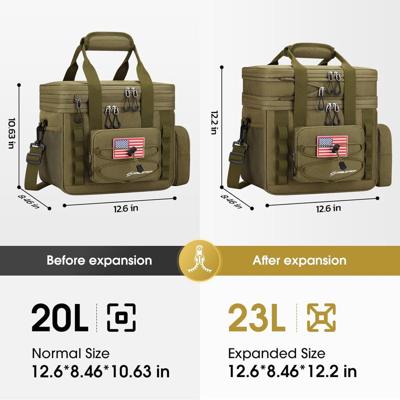 Maelstrom Tactical Lunch Box, 23 L Insulated Lunch Bag for Men, Expandable Double Deck Lunch Cooler Bag,Large Leakproof Soft Lunch Tote with Detachable MOLLE Bags, for Adult Women Work,Picnic,Khaki - Image 2
